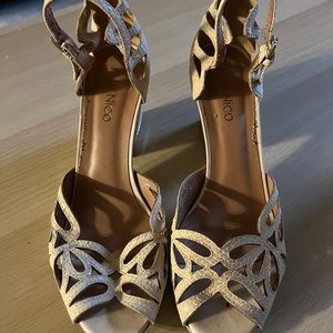 Anthropologie Klub Nico Floristry Cutwork Heels Nude Size 8
